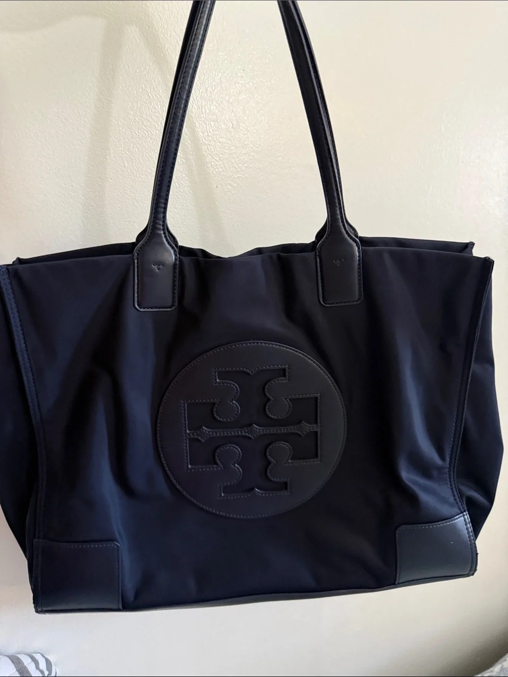 TORY BURCH ELLA LOGO TOTE NAVY BLUE SHOULDER BAG